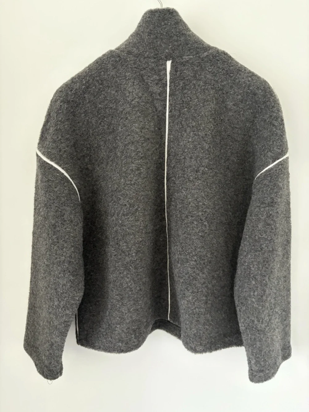 Zara Charcoal Gray Turtleneck Sweater with White Seam Detail - Picture 4 of 6